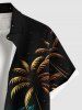 Plus Size Coconut Tree Sun Boat Seascape Print Buttons Pocket Hawaii Shirt For Men -  