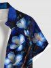 Chemise hawaïenne grande taille à imprimé fleurs, feuilles, lune, galaxie, étoiles, boutons et poches pour homme - Bleu Marine 5XL
