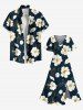Robe mi-longue hawaïenne fendue à imprimé fleurs et feuilles grande taille - Noir 3X