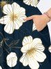 Robe mi-longue hawaïenne fendue à imprimé fleurs et feuilles grande taille - Noir 3X