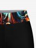 Skull Pumpkin Wizard Bat Castle Print Halloween Boyleg Tankini Swimsuit (Adjustable Shoulder Strap) -  