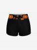 Pumpkin Ghost Castle Tree Moon Print Halloween Boyleg Tankini Swimsuit (Adjustable Shoulder Strap) -  