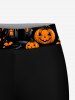 Pumpkin Ghost Castle Tree Moon Print Halloween Boyleg Tankini Swimsuit (Adjustable Shoulder Strap) -  