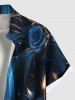 Plus Size Rose Flower Fall Galaxy Print Hawaii Button Pocket Shirt For Men -  