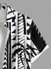 Plus Size Coconut Tree Geometric Graphic Print Hawaii Button Pocket Shirt For Men -  