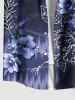 Plus Size Flower Leaf Branch Waterwave Print Hawaii Button Pocket Shirt For Men -  