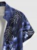 Plus Size Flower Leaf Branch Waterwave Print Hawaii Button Pocket Shirt For Men -  