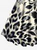 Plus Size Leopard Hibiscus Flower Leaf Print Hawaii A Line Tank Dress -  