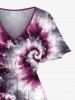 Plus Size Spiral Tie Dye Print Hawaii Split Pocket A Line Midi Dress -  