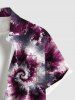 Plus Size Spiral Tie Dye Print Hawaii Button Pocket Shirt For Men -  
