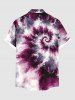 Plus Size Spiral Tie Dye Print Hawaii Button Pocket Shirt For Men -  