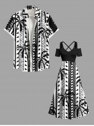 Coconut Tree Geometric Graphic Print Plus Size Matching Hawaii Beach Outfit For Couples -  
