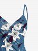 Ombre Flower Leaf Print Plus Size Matching Hawaii Beach Outfit For Couples -  