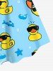 Ducks Fish Star Print Plus Size Matching Hawaii Beach Outfit For Couples -  