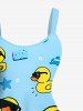 Ducks Fish Star Print Plus Size Matching Hawaii Beach Outfit For Couples -  