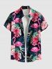 Tropical Leaf Hibiscus Flower Flamingo Print Plus Size Matching Hawaii Beach Outfit For Couples -  