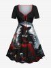 Halloween Wizard Skulls Candles Owl Moon Print Plus Size Matching Outfit For Couples -  
