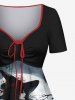 Halloween Wizard Skulls Candles Owl Moon Print Plus Size Matching Outfit For Couples -  