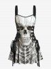 Tenue d'Halloween grande taille à imprimé squelette et tête de mort pour couple - Gris Clair 