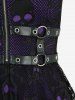 Gothic Skull Fishnet Overlay PU Strap O-Ring Grommet Zipper Layered A Line Dress -  