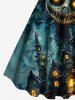 Plus Size Skull Monster Moon Galaxy Castle Print Halloween A Line Tank Dress -  