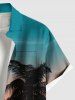 Chemise à poches boutonnées hawaïennes grande taille pour homme, imprimée ciel ombré et cocotiers - Vert XL