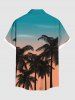 Chemise à poches boutonnées hawaïennes grande taille pour homme, imprimée ciel ombré et cocotiers - Vert XL