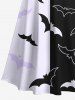 Plus Size Two Tone Bat Print Halloween Cold Shoulder Crisscross A Line Maxi Dress -  
