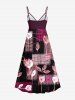 Plus Size Line Braided Plaid Flower Print Hawaii Surplice A Line Cami Dress -  