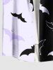Plus Size Two Tone Bat Print Halloween Button Pocket Shirt For Men -  