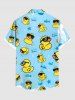 Plus Size Ducks Fish Star Print Buttons Pocket Hawaii Shirt For Men -  