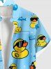 Plus Size Ducks Fish Star Print Buttons Pocket Hawaii Shirt For Men -  