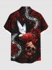 Chemise grande taille à boutons et poches pour homme, motif tête de mort, fleurs, papillons et mille-pattes - Noir XL