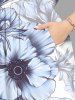 Robe mi-longue hawaïenne fendue à imprimé fleurs et feuilles grande taille - Blanc 2X