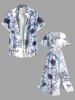 Robe mi-longue hawaïenne fendue à imprimé fleurs et feuilles grande taille - Blanc 2X