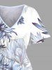 Robe mi-longue hawaïenne fendue à imprimé fleurs et feuilles grande taille - Blanc 6X
