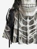 Halloween Skull Skeleton Print Lace Up Tank Dress -  