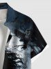 Chemise grande taille à boutons et poches pour homme, motif sorcière, crânes, bougies, hibou et lune - Noir S