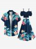 Plus Size Hibiscus Flowers Tropical Leaf Print Split Hawaii Skirt -  