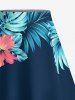 Plus Size Hibiscus Flowers Tropical Leaf Print Split Hawaii Skirt -  