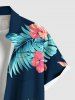 Plus Size Hibiscus Flowers Tropical Leaf Print Buttons Pocket Hawaii Shirt For Men -  