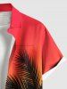 Chemise hawaïenne grande taille à imprimé cocotiers ombré et colorblock, boutons et poches, pour homme - Rouge S