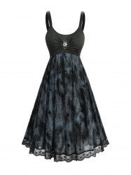 Sun Tie Dye Printed Buckle Cinched A Line Dress -  