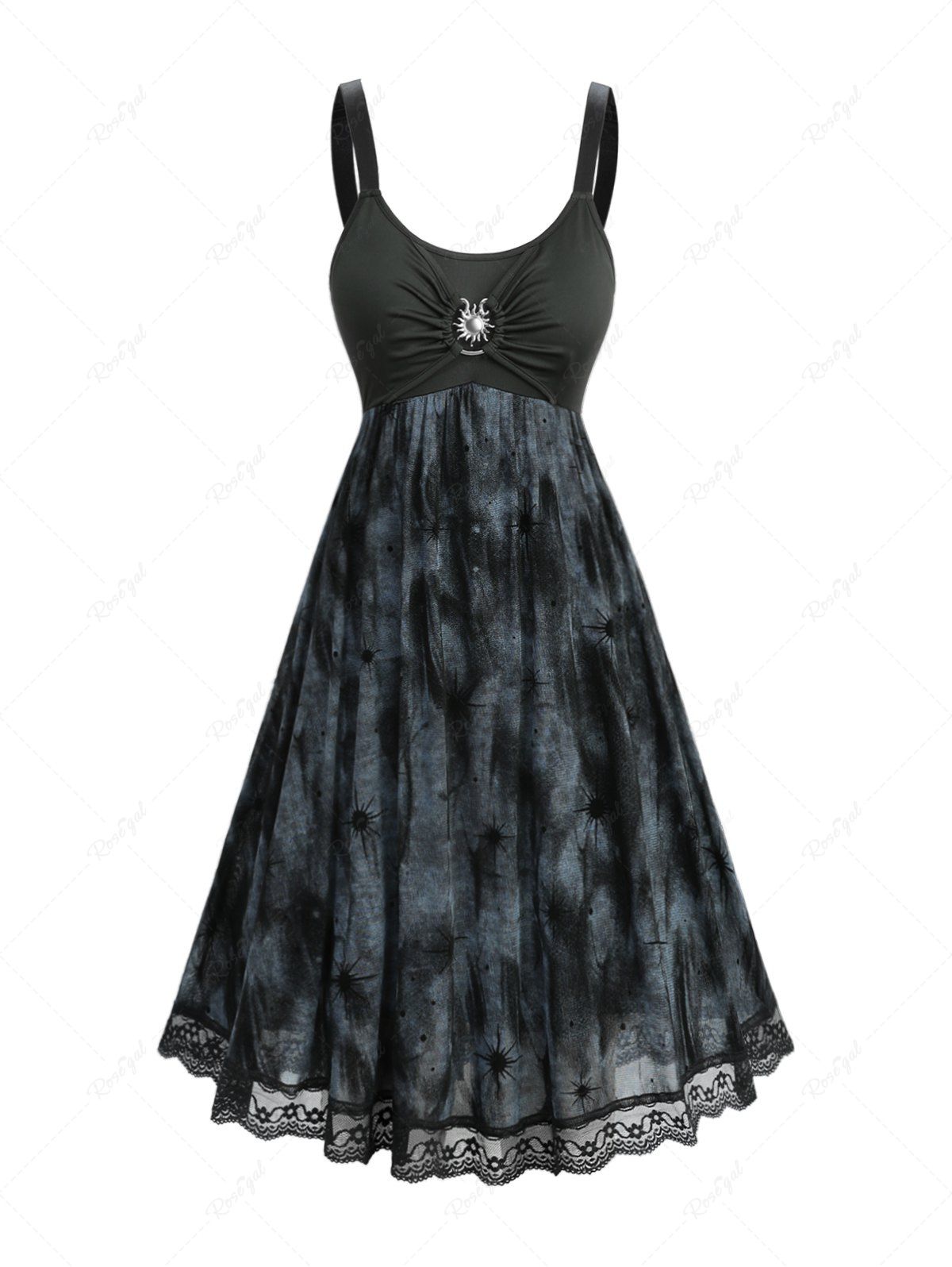 Robe trapèze cintrée à boucle et imprimé tie-dye Sun Noir XL