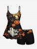 Halloween Pumpkin Ghost Castle Tree Moon Print Shirt Swimsuit Plus Size Matching Outfit For Couples -  