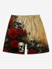 Halloween Distressed Skull Rose Flower Print Plus Size Matching Outfit For Couples -  