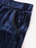 Floral Lace Jacquard Embroidery Sleeves Crossover Top and Ruffles Asymmetric Velvet Pockets Flare Pants Plus Size Outfit -  