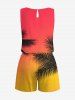 Matching Hawaii Shirt and Romper Plus Size Beach Outfit Coconut Tree Tropical Leaf Ombre Printed for Couples -  