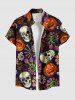 Tenue d'Halloween grande taille assortie pour couples, motif crâne, citrouille, fleurs et araignée - Noir 