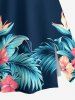 Hibiscus Flowers Tropical Leaf Print Plus Size Matching Hawaii Beach Outfit For Couples -  